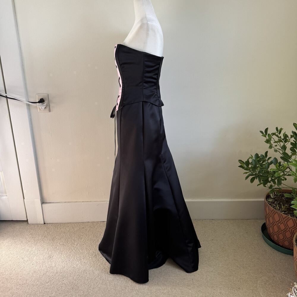 Vtg Jessica McClintock Gunne Sax Corset Lace Up Black 4 5 6 Strapless Gown Dress - Picture 4 of 14